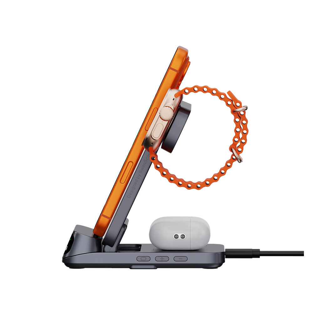 SwanScout 708A - Chargeur sans fil 3 en 1 pour Apple
