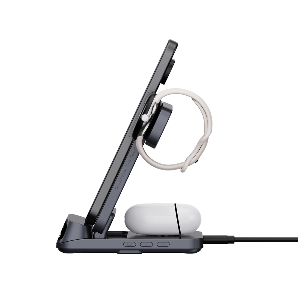 SwanScout 708G2 - Pixel Watch 2/3專用3合1無線充電器