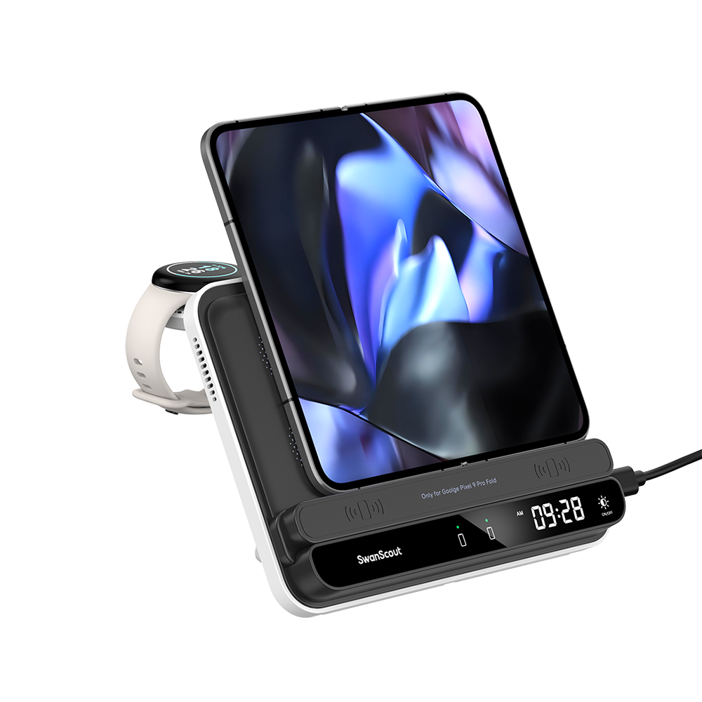 SwanScout 710FG2 - شاحن لاسلكي لـ Pixel Fold / Pixel 9 Pro Fold و Pixel Watch 2/3