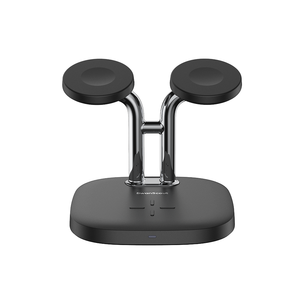With a vertical display, the SwanScout 704A acts as an Apple Watch charger stand, keeping your desk organized and cable-free.