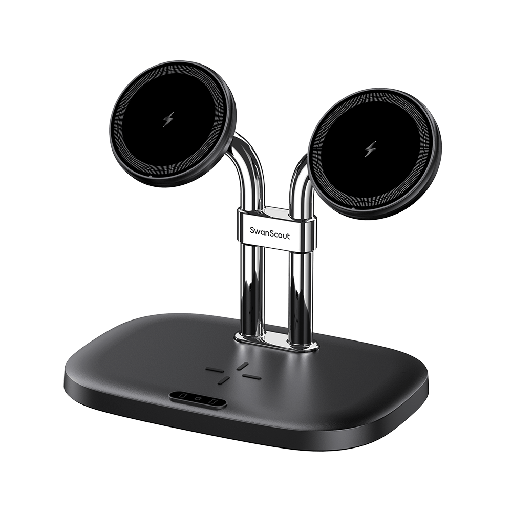 SwanScout 706SM features strong magnetic charging to ensure automatic and precise coil alignment for both Samsung and iPhone models.