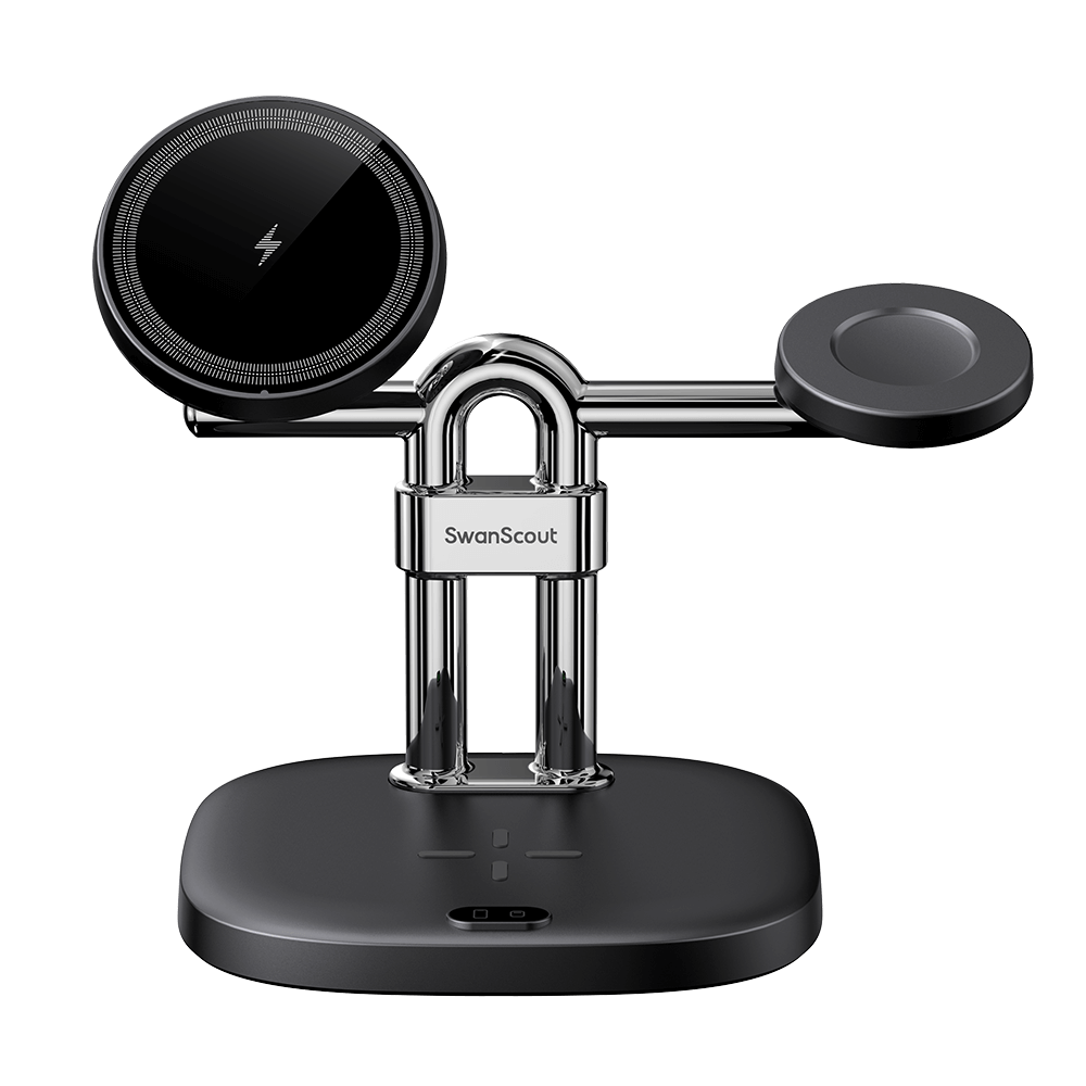 Front view of the SwanScout 712SM showcasing the flexible portrait and landscape mode for easy video viewing and clear screen visibility.