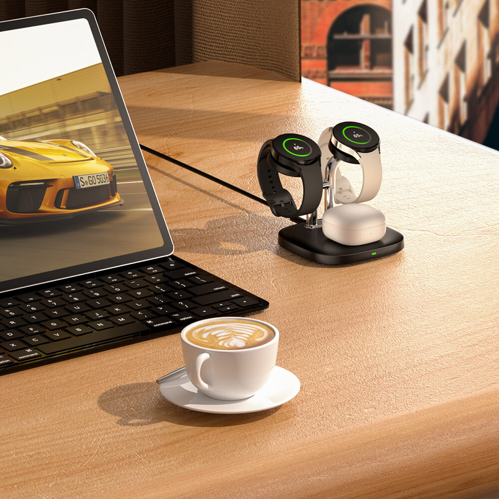 Simplify your nightstand with the swanscout 704S, a clean solution for dual watch charger needs.