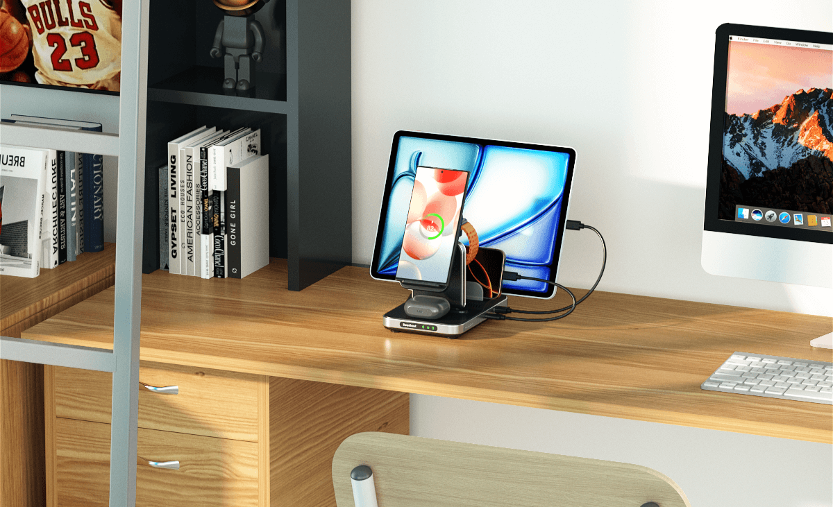 The SwanScout 901S blends functionality with modern design, optimized for Samsung wireless charging performance.