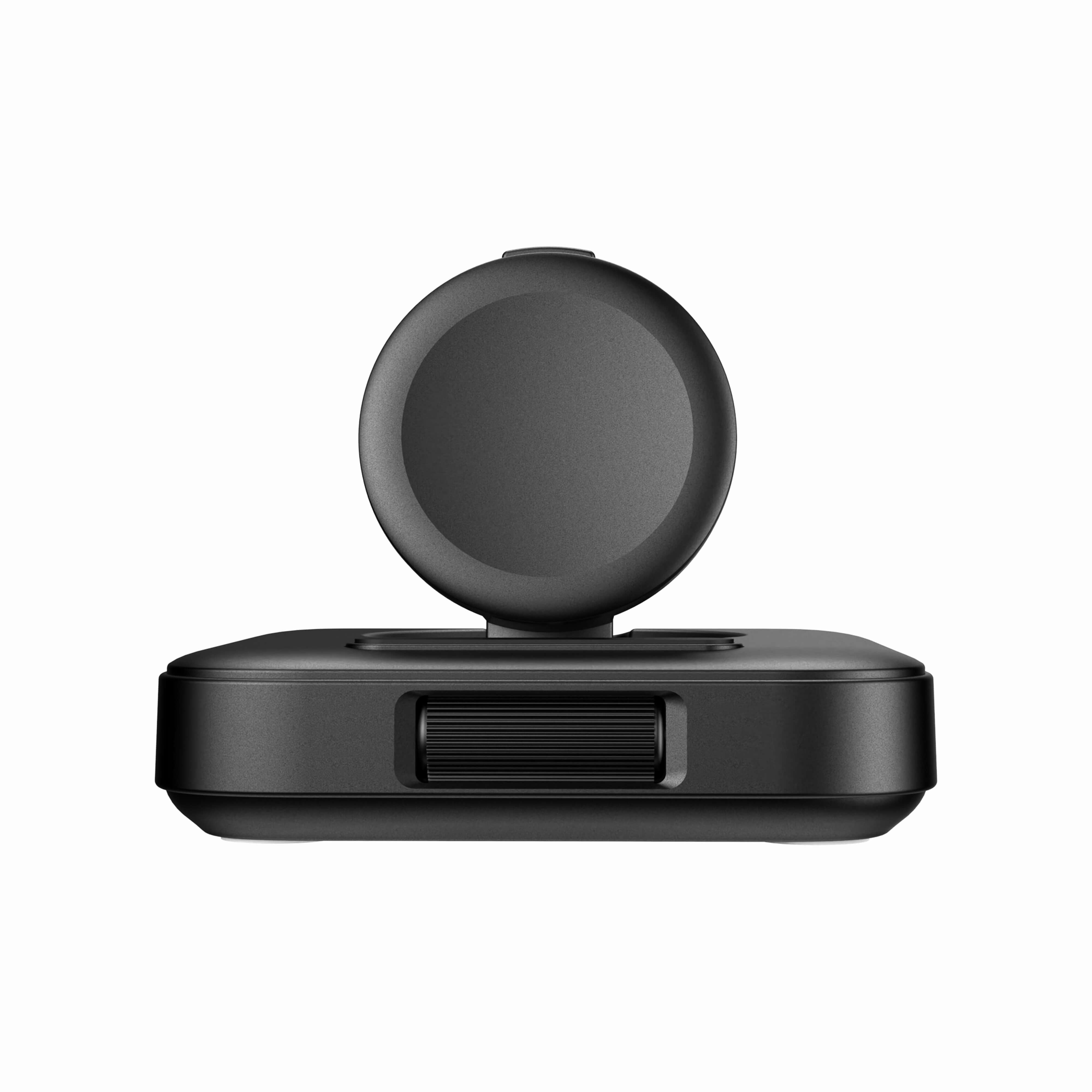SwanScout 303S power bank for Samsung Watch, front view showing compact design and charging port, black portable accessory.