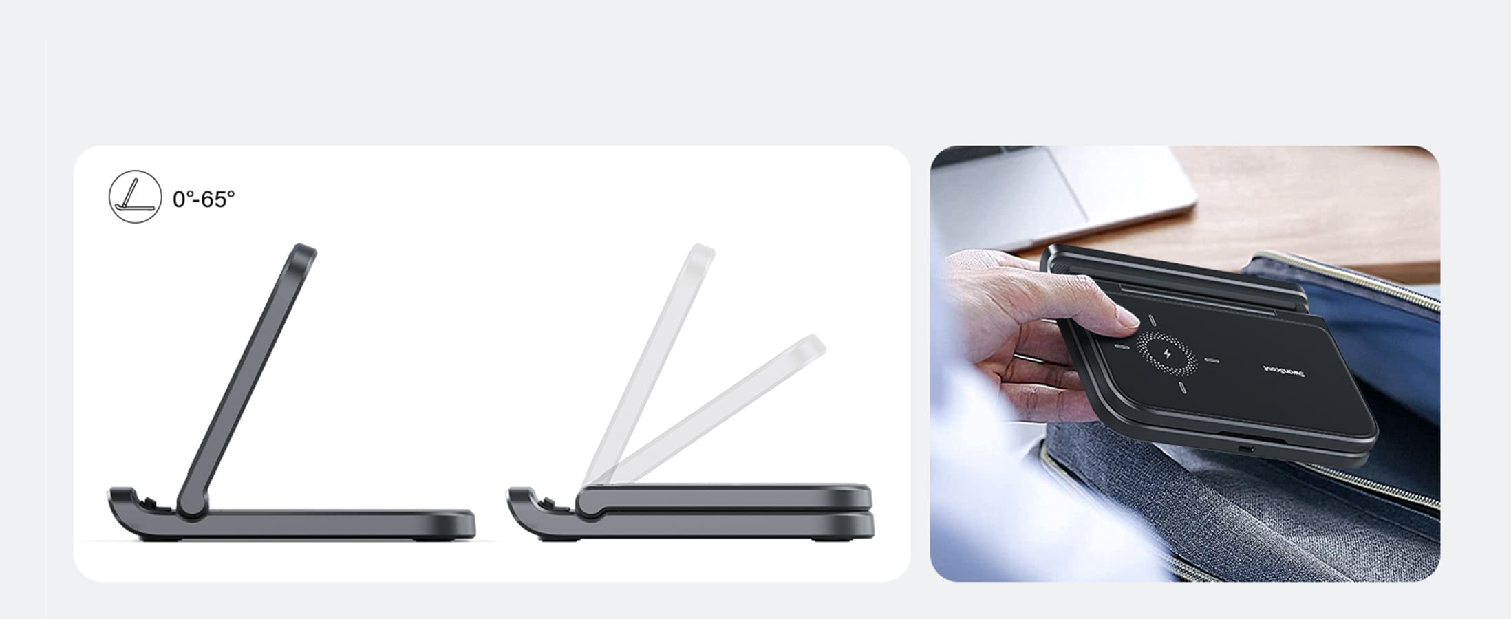 Foldable compact phone charger for on-the-go use with the SwanScout 503S