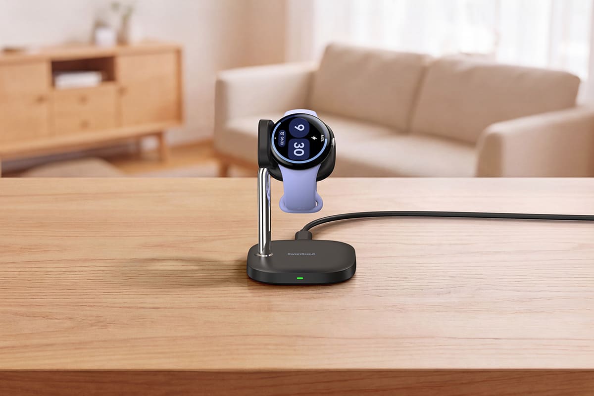 Pixel Watch 4 charging icon may rotate toward magnetic charging area due to system detection this is normal behavior during charging SwanScout 505G4
