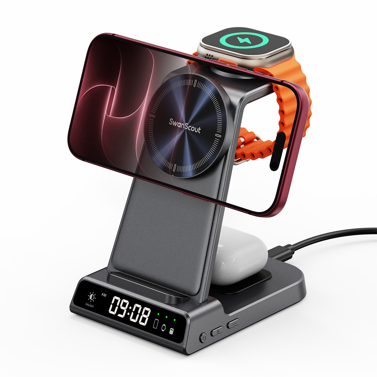 SwanScout C02M - Σταθμός Φόρτισης 3 σε 1 με Μαγνήτη για Apple