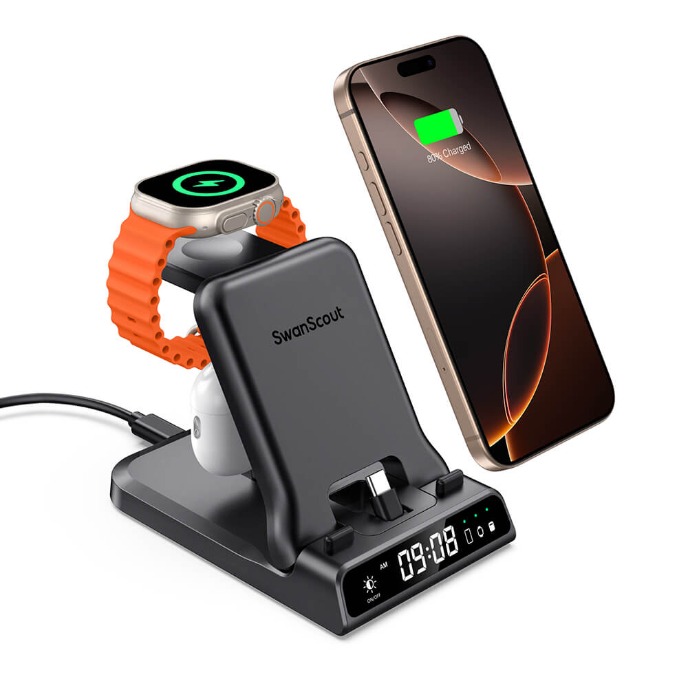 SwanScout 701AC - Cargador rápido con cable para Apple (con puerto USB-C)