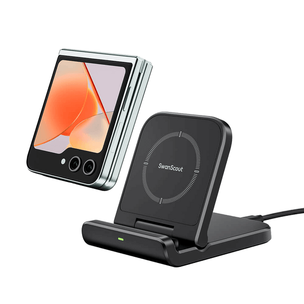 The SwanScout 501S is a compact power bank and wireless charger for Samsung, ideal for users seeking fast, cable-free charging.