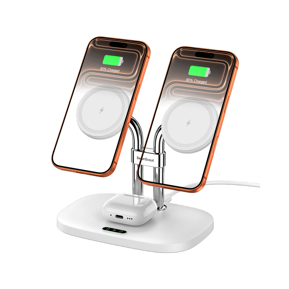 SwanScout 706M - Magnetische Dual-Telefon-Ladestation für Apple