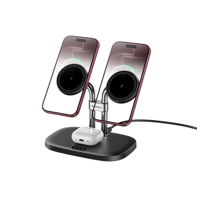 SwanScout 706M - Dual Magnetic iPhone Charger & Wireless Dock for AirPods