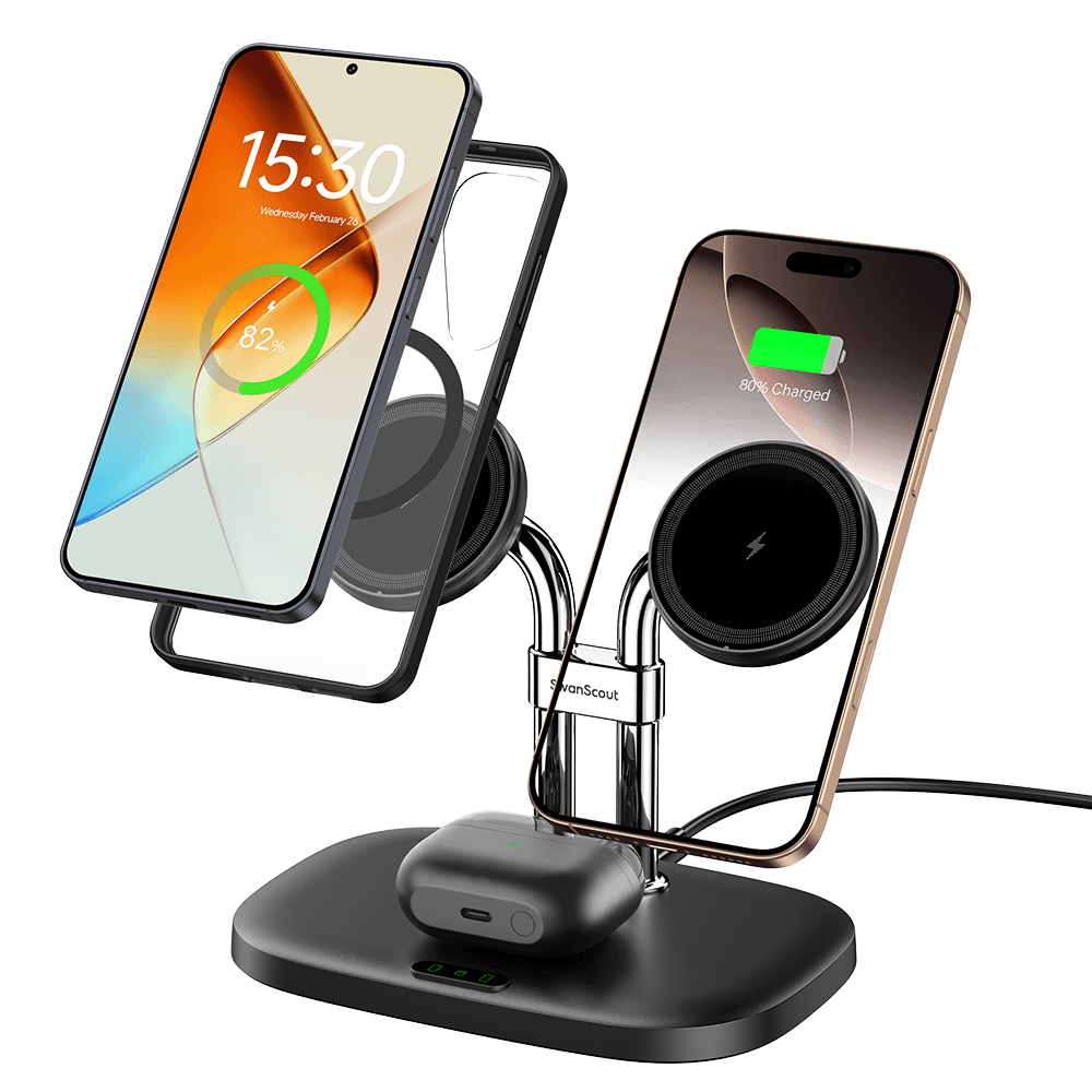 SwanScout 706SM - Carregador magnético duplo para Samsung