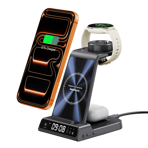 SwanScout C01GM - Stație de încărcare wireless 3 în 1 pentru ceas Garmin