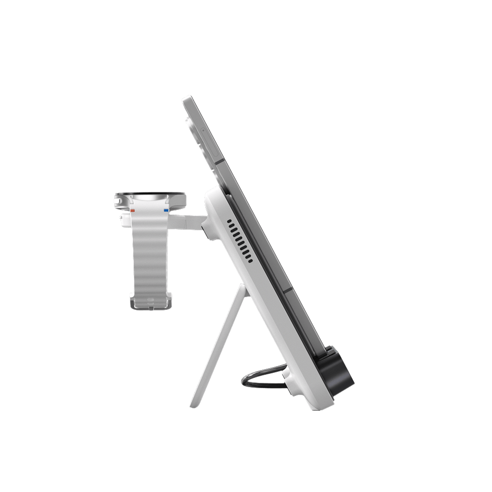 A Samsung wireless charging station is designed for Galaxy smartphones, watches, and earbuds, ensuring seamless charging.