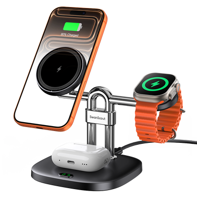 SwanScout 3-in-1 wireless charger for iPhone, Apple Watch, and AirPods