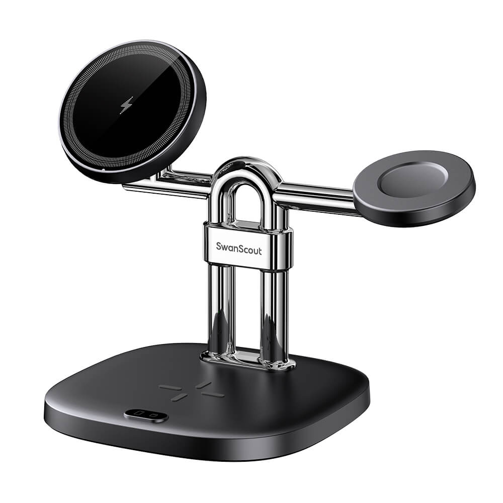 SwanScout 712SM – Station de charge sans fil magnétique 3-en-1 pour Samsung