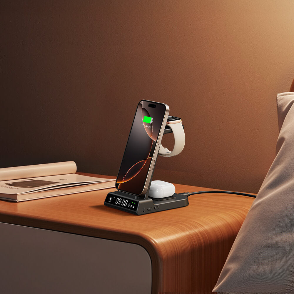 Keep essentials charged with the SwanScout C02, a compact phone and watch charger.
