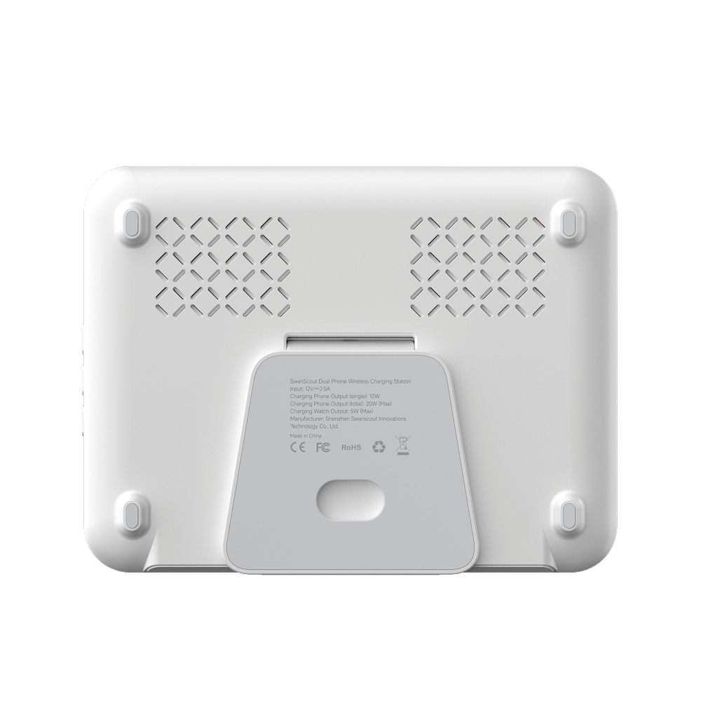 Rear view of SwanScout 504 showcasing the touch-control clock display with 4 adjustable brightness levels and 12/24-hour formats
