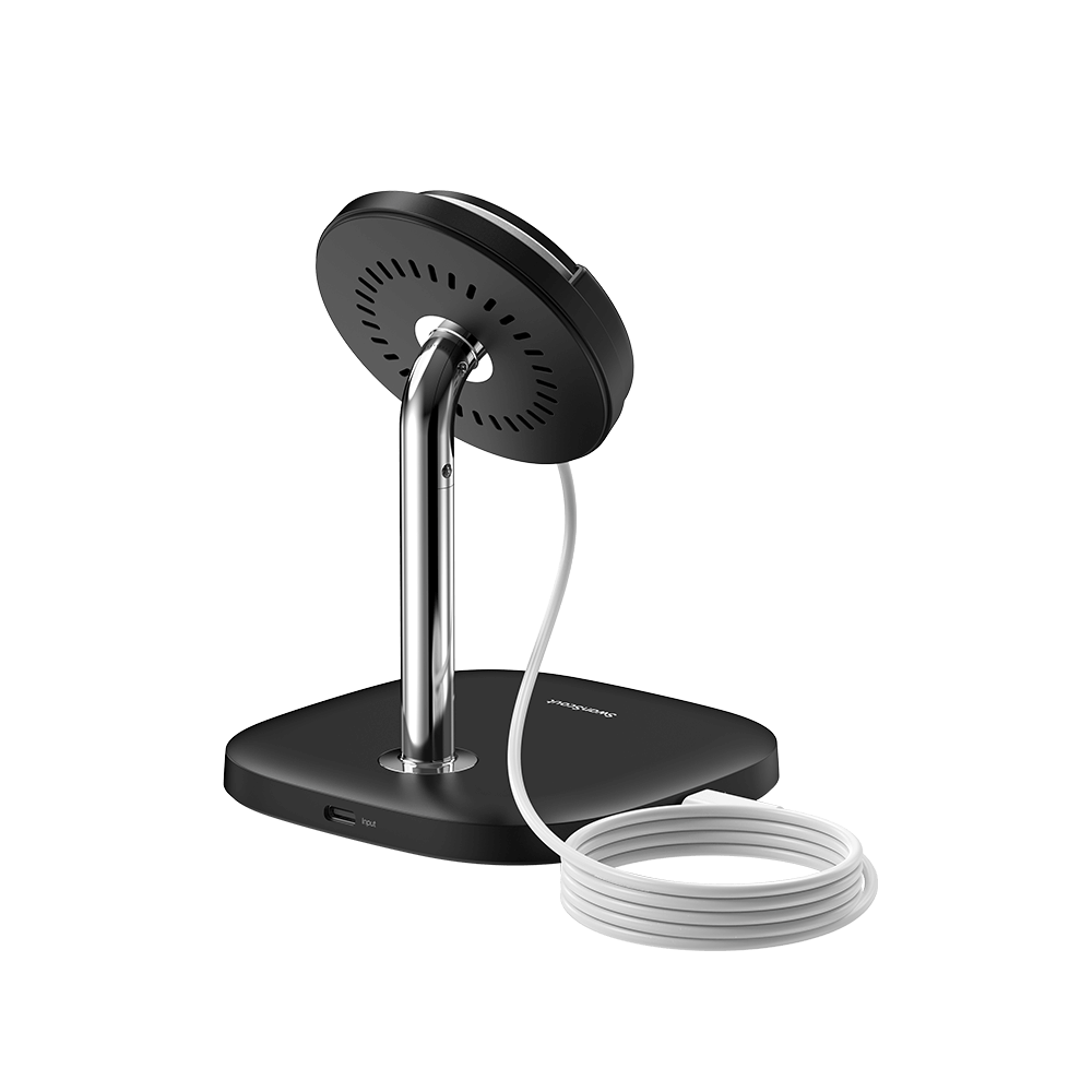 Rear-right view of SwanScout 506M highlighting the anti-slip pad and professional cable management for a clean and secure desktop setup