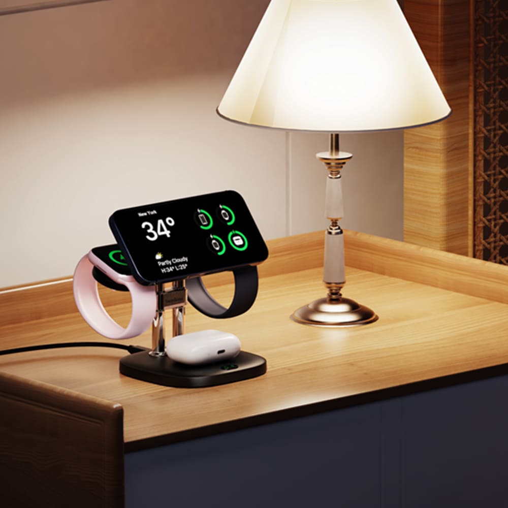 4-in-1 wireless charging station for convenient bedside charging at night SwanScout 709M
