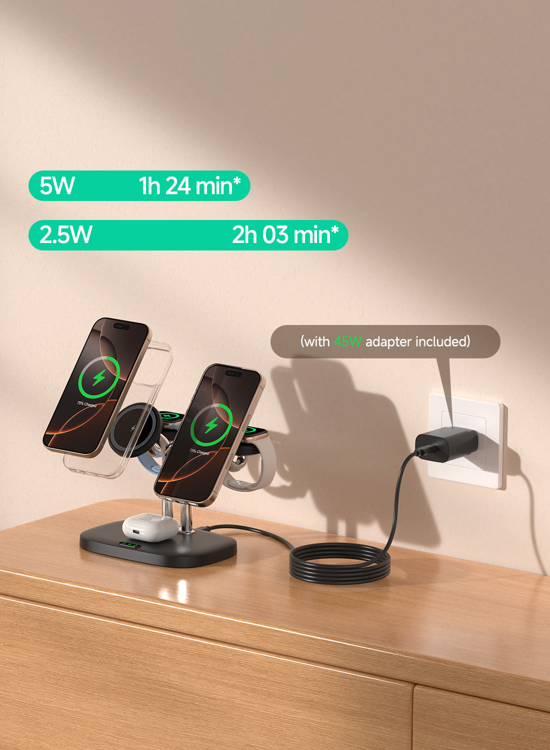 SwanScout 902M wireless charger 15W fast charging iPhone 16 Pro full charge about 3 hours