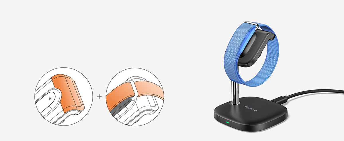 Fitbit Air and Edge secure magnetic alignment on fitbit wireless charging station with SwanScout S10034FA
